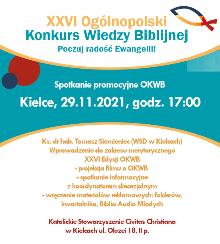 Spotkanie  promujące OKWB w diecezji kieleckiej (Kielce, 29.11.2021 r.)